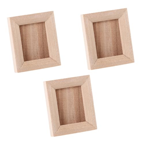 Supvox 3 Stück Teiliges Miniatur Holz Bilderrahmen für Puppenhaus Dekoration DIY Bemalbar Kleine Fotohalter für Miniaturhäuser Sicher und Langlebig für Kinderzimmer Kunstgestaltung von Supvox
