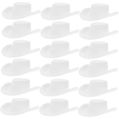 Supvox 30 Stück Mini Cowboy Hüte Dekorative Puppenhüte für DIY Bastelprojekte Leichte und Stabile Materialien für Puppenhaus Dekoration und Partys Weiß von Supvox