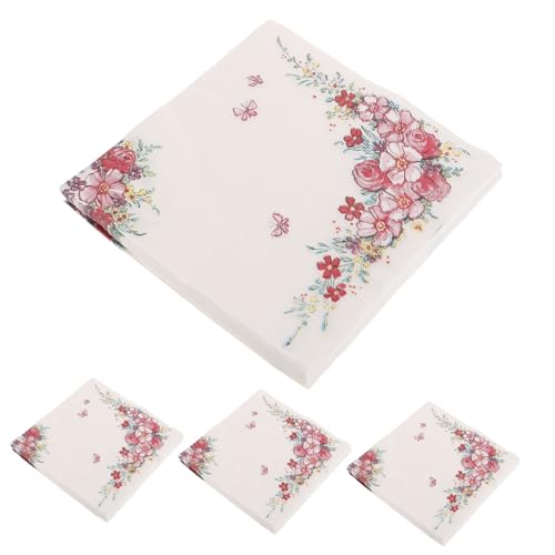 Supvox 4 Blumenservietten Gästeservietten Abendessen Servietten Mit Blumendruck Blumen Partyservietten Esstischservietten Servierservietten Für Hochzeiten Dekoratives von Supvox