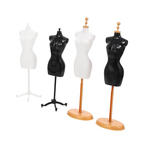 Supvox 4 Stück Mini Doll Model Rack Teiliges aus Schwarzem Weißem und Goldfarbenem Mini Puppenständer für Puppenhaus Dekoration Schmuck und Kleidungsdisplay Leicht und Kompakt für von Supvox