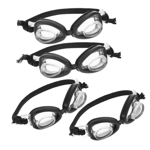 Supvox 4 Stück Mini-Schwimmbrille Puppe verkleiden Sich Brillen winzige Brille Puppenkostüm Brille Mini-Brille Zubehör für Puppenkostüme Puppenbrillen Puppenkostüm-Brille Plastik Black von Supvox