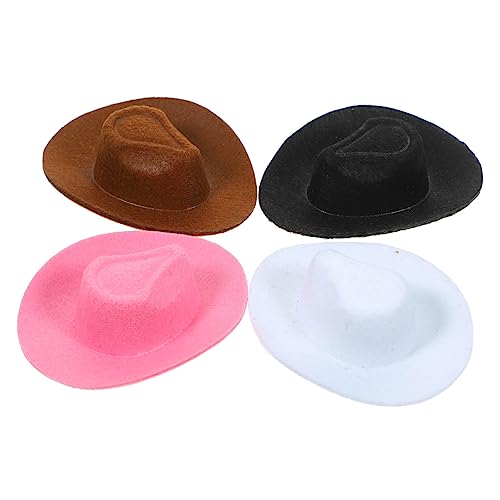 Supvox 4 Stück Mini-cowboyhut Austauschbare Puppenhüte Kleine Hüte Für Party Mini-Miniatur-Hut Kleine Hüte Für Kuchendekor Hut Für Minihauspuppe Mini-Cowgirl-hüte Für Getränke Vlies von Supvox
