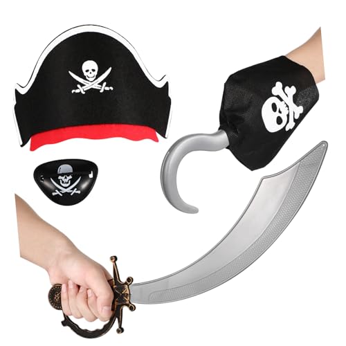 Supvox 4 Stück Piraten Cosplay Teilig Halloween Kostüm Zubehör Leichte Piratenkopfbedeckung Haken Messer Augenklappe für Kostümparty Bühnenauftritte und Karneval Supvox 4 Stück Piraten Cosplay Teilig Halloween Kostüm Zubehör Leichte Piratenkopfbedeckung Haken Messer Augenklappe für Kostümparty Bühnenauftritte und Karneval von Supvox