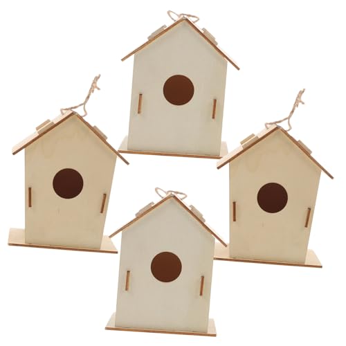 Supvox 4 Stück Teiliges DIY Holz Vogelhaus Bausatz zum Bemalen Unbemalt Kreatives Bastelset für Einzigartiges Design Fördert Fantasie und Geschicklichkeit als Wohn und Partydeko von Supvox