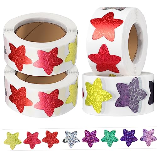 Supvox 4Rollen Selbstklebende Sternaufkleber Für Kleine Ästhetische Sticker Für DIY Bastelprojekte Und Belohnungen Aufkleber Zur Individuellen Gestaltung von Supvox