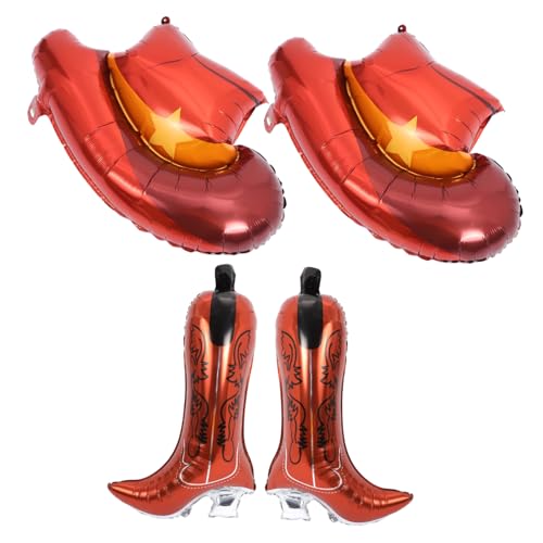 Supvox 4Stücke Cowboy Themenballons Aus Aluminiumfolie Western Partyballons Für Geburtstagsfeiern Und Dekorationen von Supvox