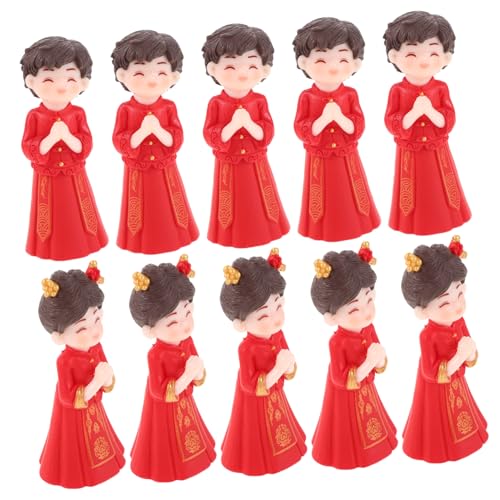 Supvox 5 Paare Chinesische Hochzeitsfigurinen Miniatur Braut Bräutigam Figuren im Traditionellen Hochzeitskleid Mikro-landschaft Dekoration für Hochzeitstorten DIY Kulturelle Segensdeko von Supvox