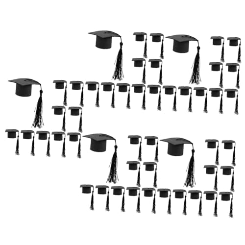 Supvox 5 Sätze Grad-cap-kuchen- Abschlussmütze Dekoration Bachelorhut Kuchen Dekoration Krone Glückwunsch Kappe Gradverzierung Dekoration Der Abschlusstorte Vlies Black 10 Stück * 5 von Supvox