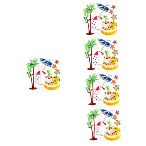 Supvox 5 Sätze Kuchendekoration Ornamente Babyhochzeit Strand Kuchenaufsätze Strandthema Kuchendekorationen Tropisches Partybaum Miniatur Strandkorb Ornament 10 Stück * 5 von Supvox