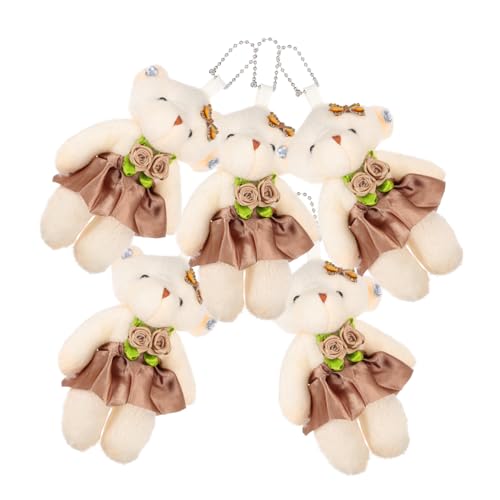 Supvox 5 Stück Mini Bärenpuppen Teiliges Plüschbärchen für Schlüsselanhänger Taschen oder Kreative DIY Bear Bouquet Materialien für Gestaltung von Supvox