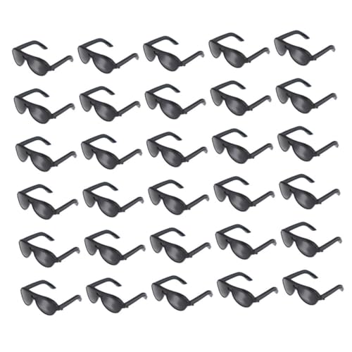 Supvox 50 Stück Puppenbrille Mini-Puppen-Brille Mini-Sonnenbrillen basteln Miniatur-Brille für Puppe Miniatur-Puppenzubehör Puppe verkleiden Zubehör Puppe Mini-Brille Plastik Schwarz von Supvox