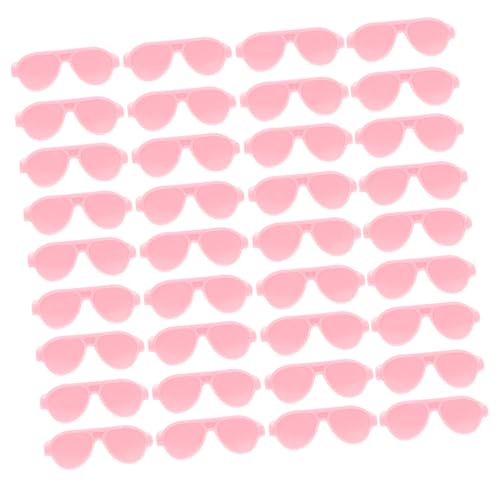 Supvox 50 Stück Puppenbrille Mini-Sachen Mini-Puppen Miniatur Zubehör stilvolle Brillenrequisiten kleine Plastikgläser Brille für Puppe Brillenrequisiten zum Anziehen Rosa von Supvox