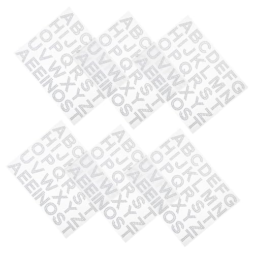 Supvox 6 Blätter Bögen Strass Buchstaben Aufkleber Selbstklebend Glitzernde Acryl Rhinestone Sticker für DIY Taschen Handyhüllen Kleidung Dekoration Teiliges von Supvox
