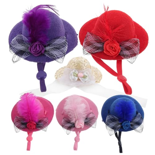Supvox 6 Stück Mini-Hüte doll Accessories Puppenhut Lebendige Puppen Miniatur Kindermützen Mädchen Geburtstag Kappen Und Bastelhüte für Teepartys Mini-Hut Mini-Zylinder Polyester von Supvox