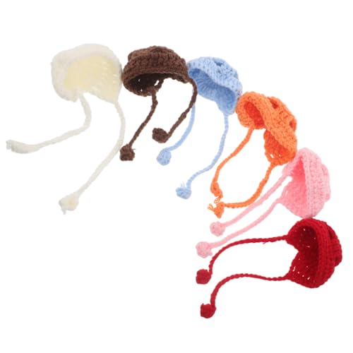 Supvox 6 Stück Puppenstrickhut Mini-Wollmützen kleine Strickmützen DIY herstellung von zubehör Kostümzubehör Mini-Strickmützen Mini-Hutverzierung DIY mini strickmützen Puppenhut Garn von Supvox