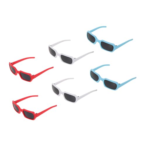 Supvox 6 Stück Sonnenbrillen für Puppen Teiliges Set und Rot Trendige Rechteckige Brillen für Puppen für DIY Bastelprojekte Kostümzubehör und Puppenhausdekoration von Supvox