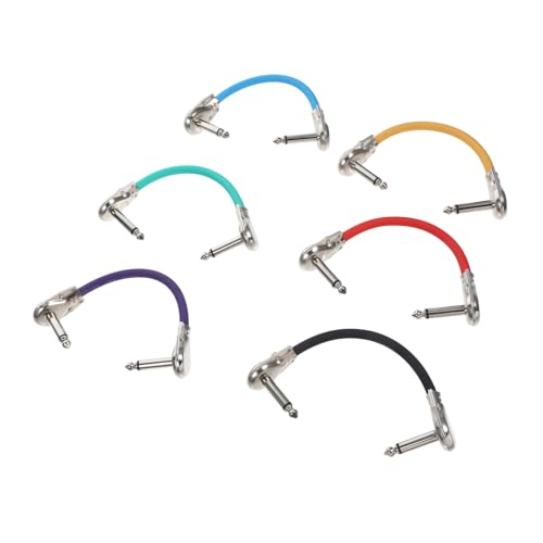 Supvox 6 Stück Teiliges Gitarren Patchkabel Flachstecker Instrumentenkabel aus Kupfer für Effektpedale Langlebig Klarer Sound Kompatibel mit Gitarren Verstärkern Mischpulten von Supvox