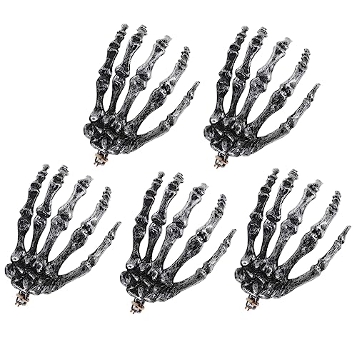 Supvox 6 Stück Teiliges Halloween Skeletthand Deko aus Robustem Kunststoff Realistische Krallen für Party Spukhaus und Tischdekoration Silberfarbene Knochen für Gruselige Atmosphäre von Supvox