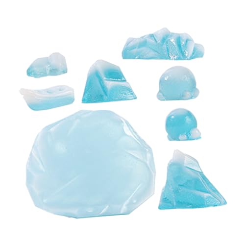 Supvox 8 Stück Arktisches Gletschermodell Miniatur Eisberg kuchendekoration Pinguin deko Aquarien Dekoration Eisbär Weihnachtsschmuck Aquarium Snow Mountain Dekoration Kunstharz Sky-Blue von Supvox