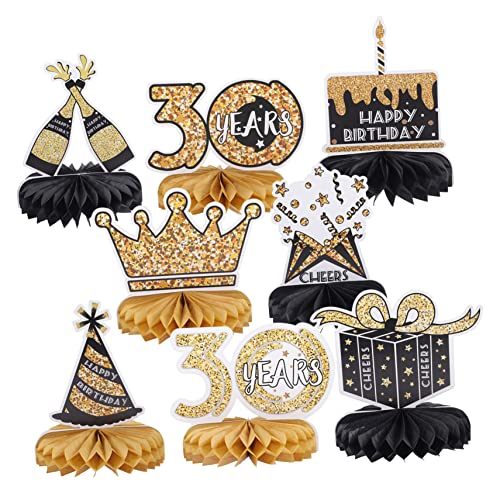 Supvox 8 Stück Wabenkugel-Dekoration Jubiläum Lasst Uns Gäste Geburtstagsdekoration Kernstück Dessert Wabenzentrum Geburtstag Waben Herzstück Geburtstagskern Papier Golden von Supvox