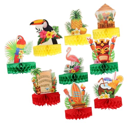 Supvox 9 Stück Hawaiianisches Wabenornament Dekorationen Hawaii-Tischdekoration Hawaiianische Tischzentrum Hawaii Theme Tischdekoration Tropische Dekorationsparty Papier Bunt von Supvox