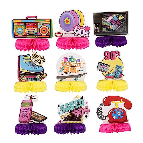 Supvox 9 Stück Teiliges Jahre Party Dekorationsset Honeycomb Papierfächer Retro Disco Tischdeko Waben Mittelstücke für Geburtstag Pride Party Fotohintergrund und Feierlichkeiten von Supvox