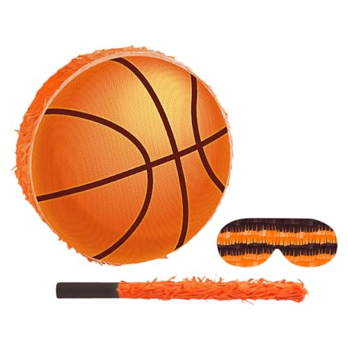 Supvox Basketball-Party-Piñata-Spielzeug mit Augenbinde, Schläger und Konfetti, Basketball-Geburtstagsdekorationen für Sport-Geburtstagsparty-Dekorationen und Spiele von Supvox