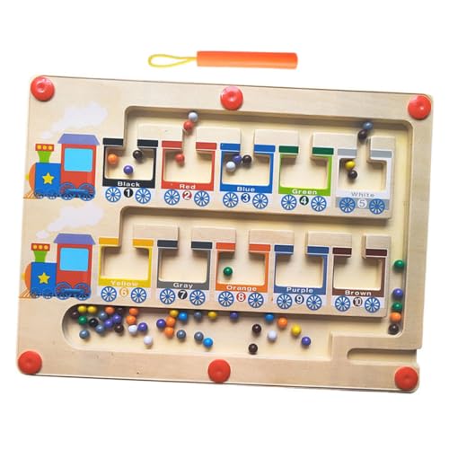 Supvox Farbsortierspiel Farblich passendes Lern-Puzzlebrett Magnettafel mit Farben und Zahlen Magnetfarbe und Zähllabyrinthe magnetische Labyrinthe hölzern Bunt von Supvox