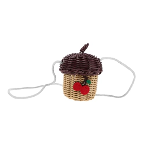 Supvox Handgefertigte Imitations Rattan Umhängetasche Acorn Form Vielseitig Nutzbar Als Crossbody Bag Und Hängekorb Für Aufbewahrung Und Dekoration In Schokoladenbraun von Supvox