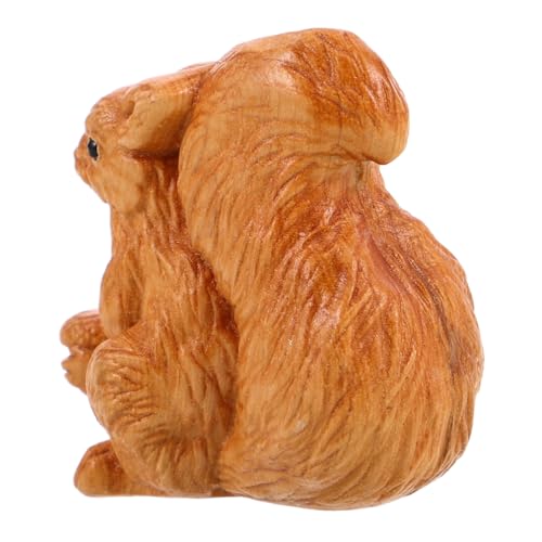 Supvox Handgeschnitzte Holzfigur Eichhörnchen Stabile Holzdekoration Frühlingsthema Kreative Tier Skulptur für Haus und Gartendeko Vielseitiges Naturholz Ornament Langlebiges von Supvox