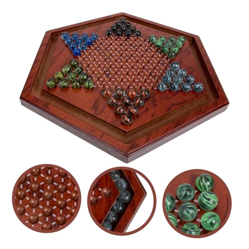 Supvox Holz Chinese Checkers Spiel mit Glasperlen Sechseckiges Brettspiel für Spieler Pädagogisch Wertvoll Glatte Oberfläche Gesellschaftsspiel und Geschenk für Familien von Supvox