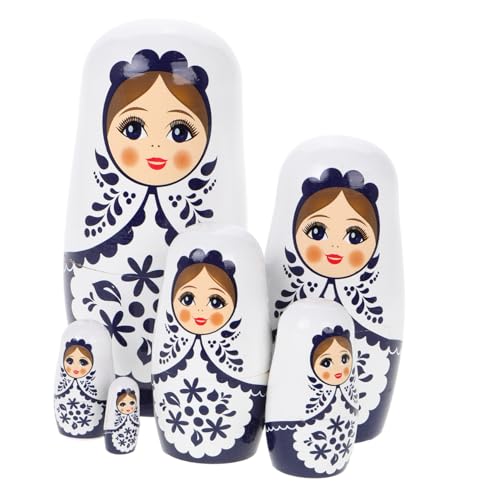 Supvox Holzspielzeug Russische Puppen Dekoratives Bastelset DIY Handgefertigte Holzfiguren Ornament Mädchen Geburtstag von Supvox