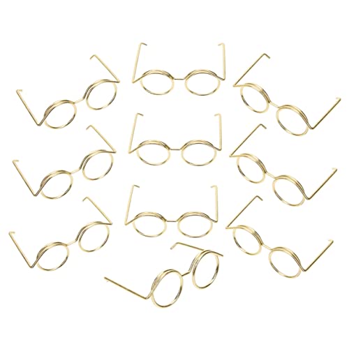 Supvox Kleiner Puppenbrille 10 Stücke aus Metall für Puppenhaus Zubehör Runde Brillen für Puppen Basteln und Deko Leichte Kleiner Sonnenbrille für Kreative Puppen Outfits von Supvox