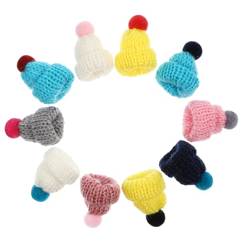 Supvox Mini StrickmüTzen 10 StüCk - WeihnachtsmüTzen FüR Diy Projekte Handarbeitswolle FüR Puppen Und Dekoration Bunte Mini HüTe FüR Festliche AnläSse von Supvox