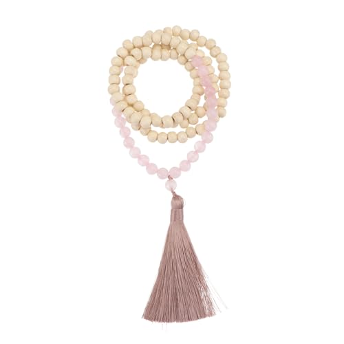 Supvox Natürliche Holzperlen Kette mit Quaste Nordischer Stil Dekorative Steinperlen Schnur Handgefertigtes Wohnaccessoire für Innenräume Vielseitige Hausdekoration von Supvox