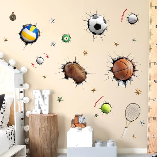 Supzone Wandtattoo 3D Sport Bälle für Jungen, Wandaufkleber Basketball Fußball Baseball Wandsticker Durchbrechen Sie die Wand Kunstwerk Dekor für Kinderzimmer Babyzimmer Schlafzimmer Wanddeko Supzone Wandtattoo 3D Sport Bälle für Jungen, Wandaufkleber Basketball Fußball Baseball Wandsticker Durchbrechen Sie die Wand Kunstwerk Dekor für Kinderzimmer Babyzimmer Schlafzimmer Wanddeko von Supzone
