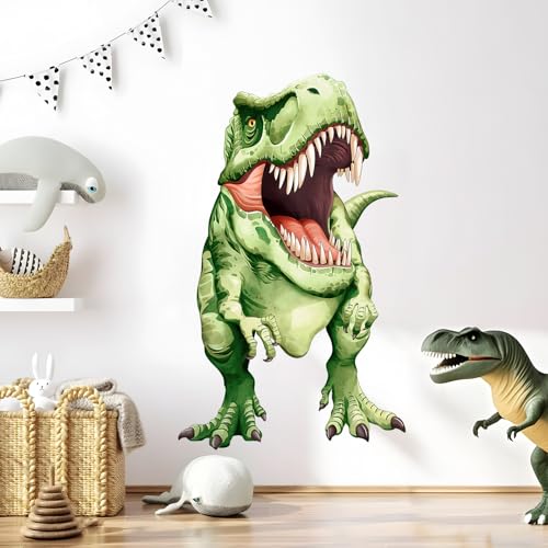 Supzone Wandtattoo Großer Dinosaurier Wandaufkleber Grüne Tyrannosaurus Wandsticker Kinderzimmer Babyzimmer Jungenzimmer Spielzimmer Wanddeko (105x63cm) von Supzone