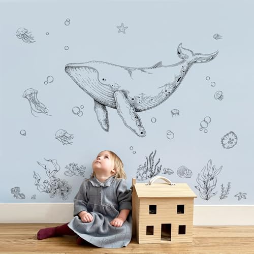 Supzone Wandtattoo Großn Whale Schwarzer und weißer Wandaufkleber Fisch Quallen Seetang Gras Wandsticker Unter dem Meer für Kinderzimmer Babyzimmer Badezimmer Wanddeko Supzone Wandtattoo Großn Whale Schwarzer und weißer Wandaufkleber Fisch Quallen Seetang Gras Wandsticker Unter dem Meer für Kinderzimmer Babyzimmer Badezimmer Wanddeko von Supzone