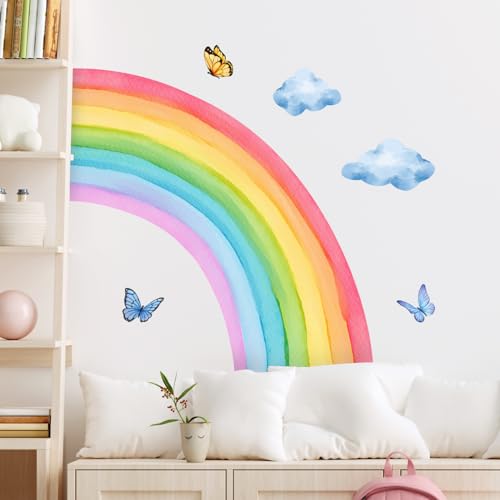 Supzone Wandtattoo Regenbogen Groß 120*108cm Wandaufkleber Aquarell Regenbogen Wolke Schmetterling Wandsticker Mädchenzimmer Abnehmbar Wanddekor für Kinderzimmer Babyzimmer Schlafzimmer Türen Wanddeko Supzone Wandtattoo Regenbogen Groß 120*108cm Wandaufkleber Aquarell Regenbogen Wolke Schmetterling Wandsticker Mädchenzimmer Abnehmbar Wanddekor für Kinderzimmer Babyzimmer Schlafzimmer Türen Wanddeko von Supzone