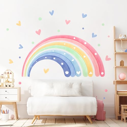Supzone Wandtattoo Regenbogen Groß 150x76cm, Wandaufkleber Aquarell Regenbogen Herzen Wandsticker Selbstklebende für Mädchen Kinderzimmer Babyzimmer Schlafzimmer Wanddeko Supzone Wandtattoo Regenbogen Groß 150x76cm, Wandaufkleber Aquarell Regenbogen Herzen Wandsticker Selbstklebende für Mädchen Kinderzimmer Babyzimmer Schlafzimmer Wanddeko von Supzone