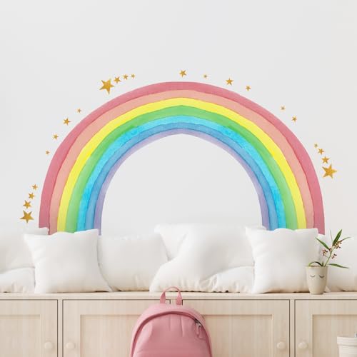 Supzone Wandtattoo Regenbogen Großer 129x68cm Wandaufkleber Aquarell Regenbogen Sterne Wandsticker für Mädchen Kinderzimmer Babyzimmer Schlafzimmer Türen Wanddeko Supzone Wandtattoo Regenbogen Großer 129x68cm Wandaufkleber Aquarell Regenbogen Sterne Wandsticker für Mädchen Kinderzimmer Babyzimmer Schlafzimmer Türen Wanddeko von Supzone