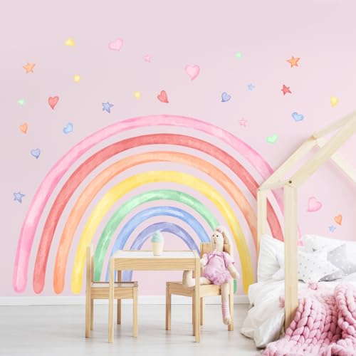 Supzone Wandtattoo Regenbogen Großn 195x119cm, Wandaufkleber Bunte Regenbogen Herzen Sterne Aquarell Wandsticker Selbstklebende für Mädchen Kinderzimmer Babyzimmer Schlafzimmer Wanddeko Supzone Wandtattoo Regenbogen Großn 195x119cm, Wandaufkleber Bunte Regenbogen Herzen Sterne Aquarell Wandsticker Selbstklebende für Mädchen Kinderzimmer Babyzimmer Schlafzimmer Wanddeko von Supzone