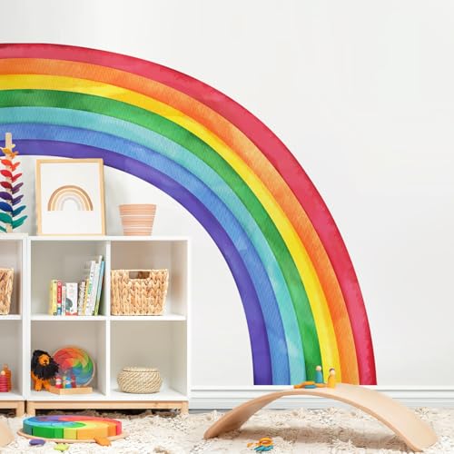 Supzone Wandtattoo Regenbogen XXL (158x143cm), Großer Wandaufkleber Aquarell Regenbogen Wandsticker für Mädchen Kinderzimmer Babyzimmer Schlafzimmer Türen Wanddeko von Supzone
