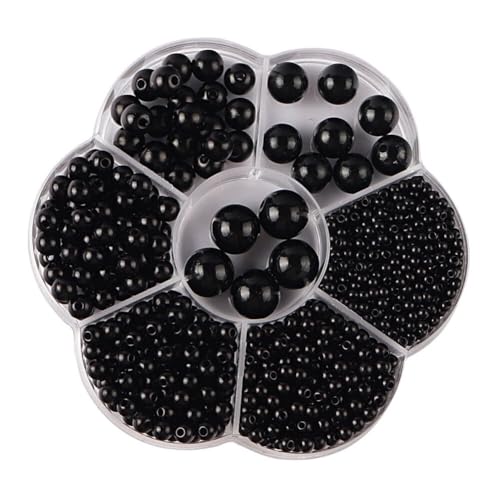 1150 Stück Round Perlen Basteln,3/4/5/6/8/10/12mm Loch Lose Perlen Künstliche Runde Perlen Kunstperlen mit Löchern zum Auffädeln Geeignet für DIY Schmuckherstellung Halsketten Armbänder Ohrringe Ringe von Surakey