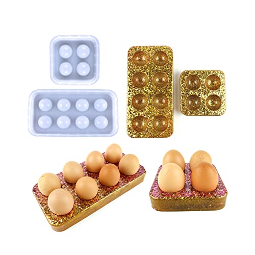 2 Stück Epoxidharz Silikonform Tragbarer Eierhalter Träger Aufbewahrungstablett Box Form Eierbehälter Eierablage Rack Organizer Epoxy Silikon Gießformen für Kühlschrank,Küche,Speisekammer von Surakey