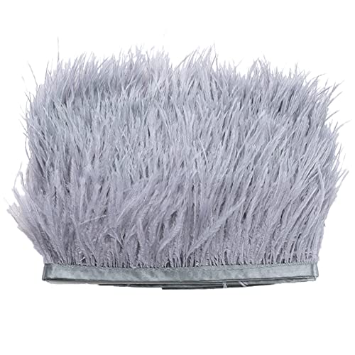 2M Straußenfedern Fringe Trim,Straußenfedern Borte Fransen mit Satinband Natürlichen Feder Fransen für Kleid Nähen Handwerk Kostüme Dekoration DIY Deko Federn basteln,Halloween Federband Bastelzubehör von Surakey