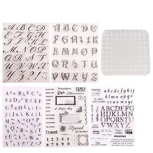Alphabet Stempel,6 Stück Alphabet Silikon Klare Stempel DIY Zahlen Buchstaben Transparente Vintage Stempel Clear Stamps Schablonen Brief Alphabet Zahlen Stempel für DIY Scrapbooking Kartenherstellung von Surakey