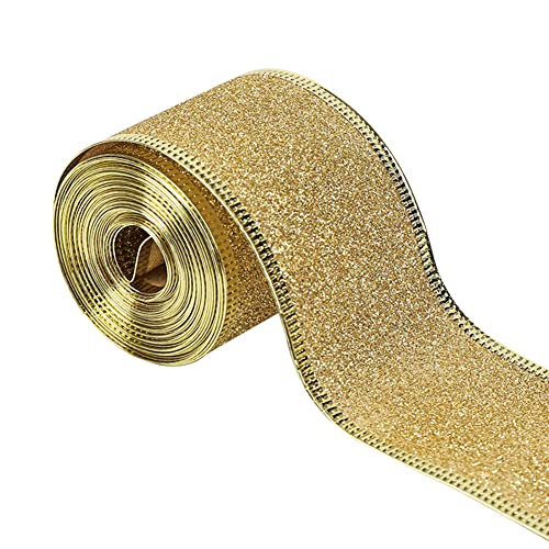Geschenkband Weihnachten, 10 Yard 5CM breit Glitzer Weihnachtsbänder, Schleifenband Satinband, Weihnachten Band, Weihnachtsbaum Band für Weihnachten Dekoration Hochzeit Party Geschenk Verpackung Geschenkband Weihnachten, 10 Yard 5CM breit Glitzer Weihnachtsbänder, Schleifenband Satinband, Weihnachten Band, Weihnachtsbaum Band für Weihnachten Dekoration Hochzeit Party Geschenk Verpackung von Surakey