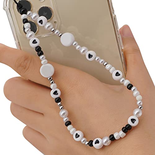 Handykette Perlen Handy Strap,Böhmische Perlen Handschlaufe für Telefon,Acryl Lächeln Stern Perlen Anti-Verlorene Handykette Telefon Anhänger Schlüsselband Kette Mobile Phone Handy-Schmuck für Frauen von Surakey