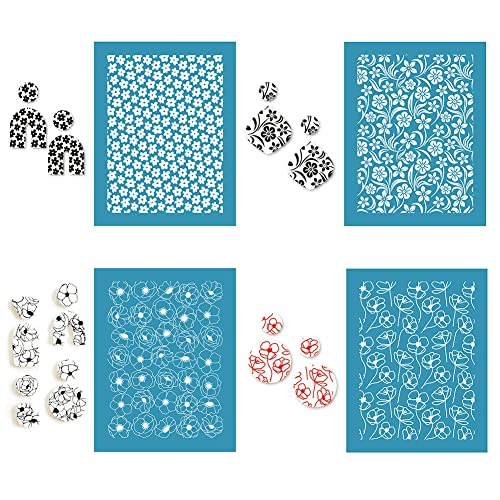 Siebdruckschablonen für Polymer Clay, Blumen Muster Nicht Klebende Siebdruckschablone Tonschablone Wiederverwendbar Waschbare Mesh Schablonen Transfer Für Schmuckherstellung Aus Polymerton Siebdruckschablonen für Polymer Clay, Blumen Muster Nicht Klebende Siebdruckschablone Tonschablone Wiederverwendbar Waschbare Mesh Schablonen Transfer Für Schmuckherstellung Aus Polymerton von Surakey